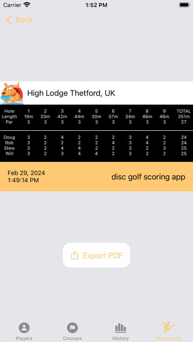 Disc Golf Scorer Screenshot