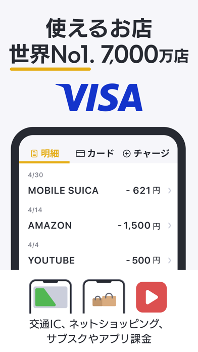 バンドルカード:Visaチャージ式カード、Visaカードのおすすめ画像4