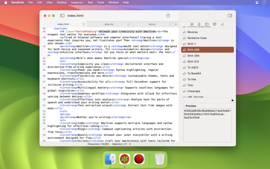 #4. Smultron 14 - The text editor (macOS) Podle: Peter Borg Apps AB
