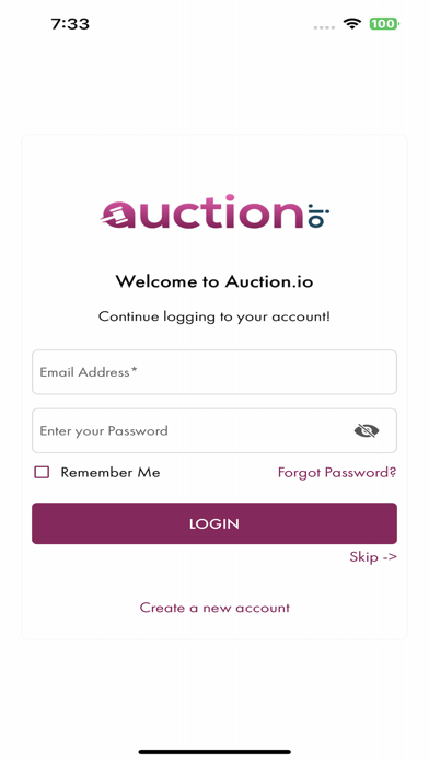 Auction.io Screenshot