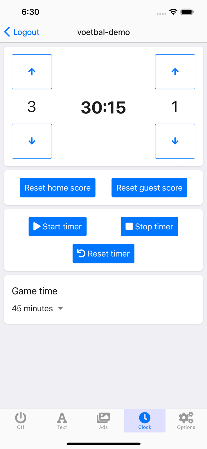 Voetbal Score Bord Control