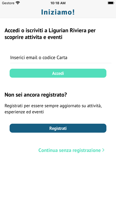 Ligurian Riviera Tourist Card Screenshot