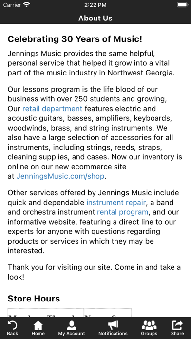 Jennings Music & Education Ctr Screenshot