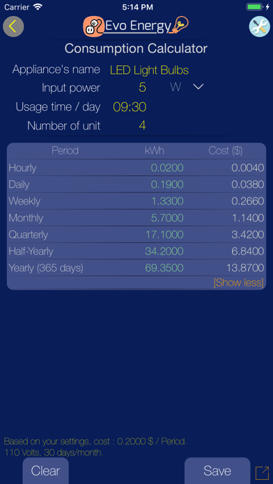 Screenshot #2 pour Evo Energy - Cost Calculator