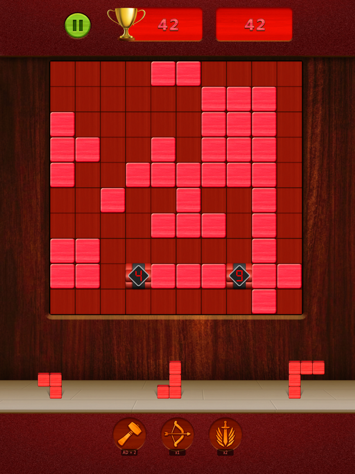 Red Wood Block Tetris  Puzzle