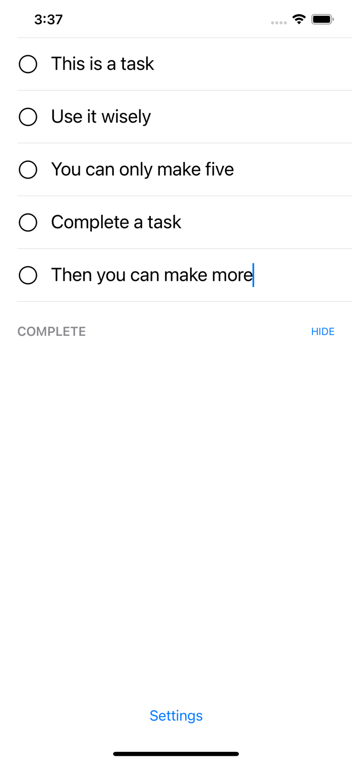 Five Tasks - Tiny To Do List