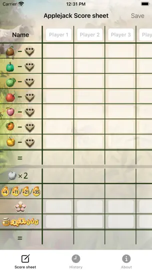 Captura de pantalla de Applejack Score Sheet en iPhone 1