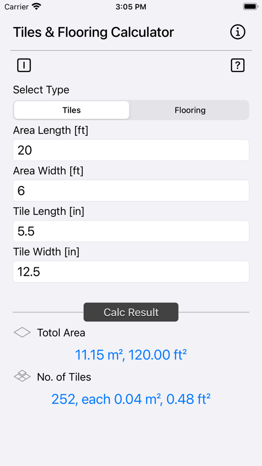 #6. Tiles and Flooring Calculator (iOS) By: Heng Jia Liang
