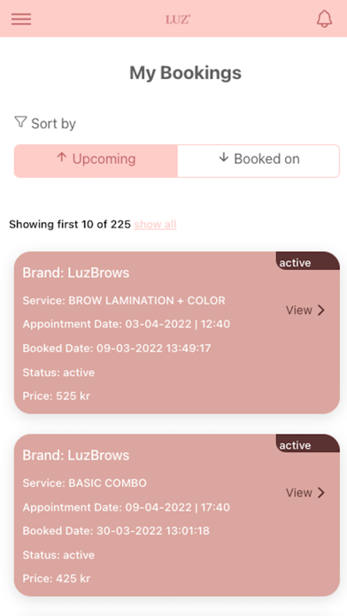 LUZ' BeautyApp Screenshot