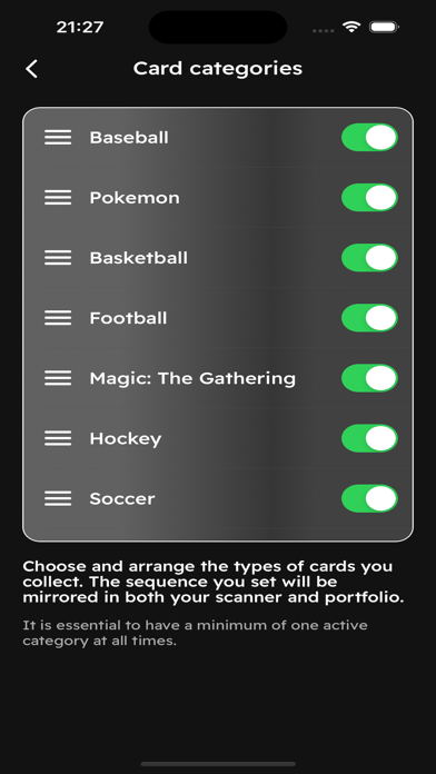 Sports Cards Scanner & Guide, Screenshot