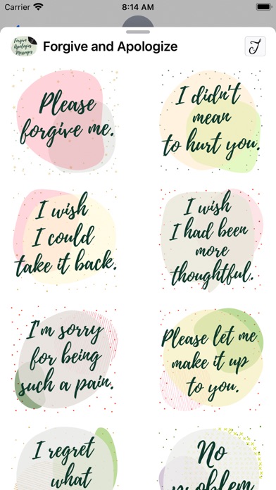 Forgive & Apologies Messages Screenshot