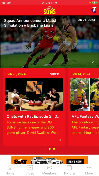 Gold Coast SUNS Official App Screenshot