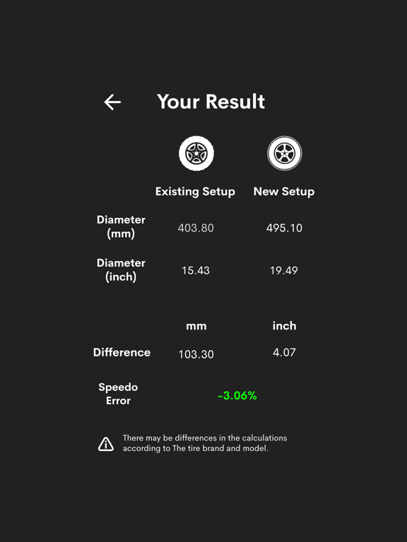 Tyre(Wheel) Size Calculator screenshot 3