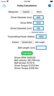 belt & pulley calculator iphone screenshot 3