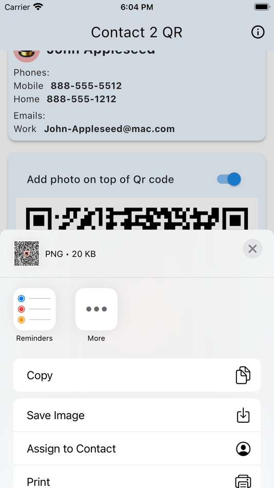 #5. Contact 2 QR (iOS) By: Konstantin Adamov