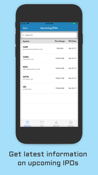 IPO Calendar Screenshot