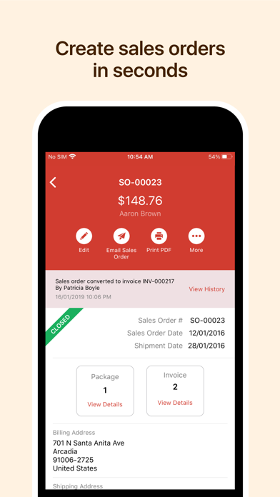 Zoho Inventory Management App Screenshot