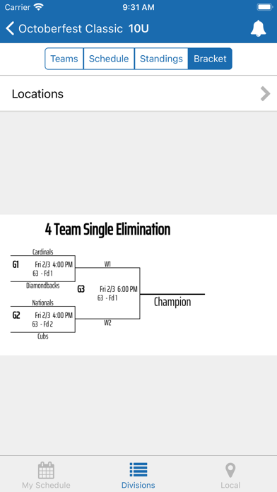 TeamSnap Tournaments Screenshot