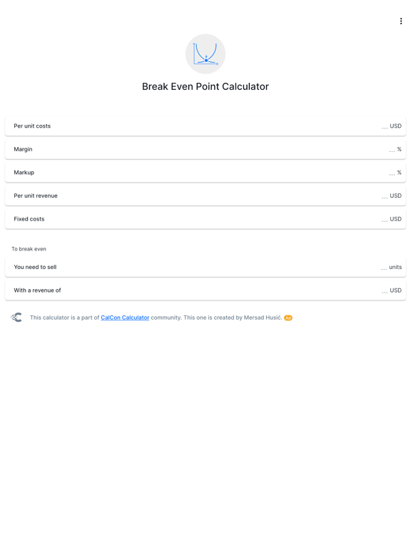 Break Even Point - Calculator