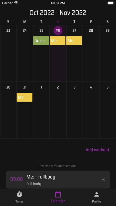 TRYHARD – Workout calendar Screenshot