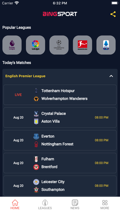 Bingsport - Football Live Screenshot