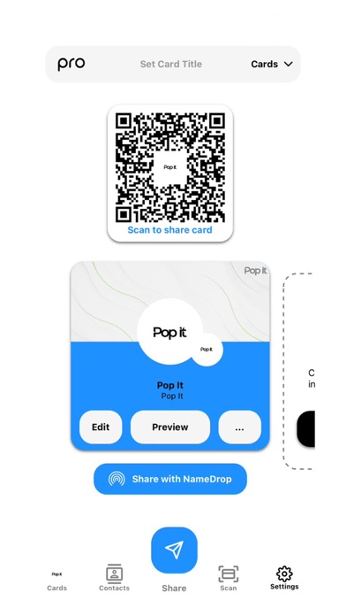Pop It - E-Business Card Screenshot