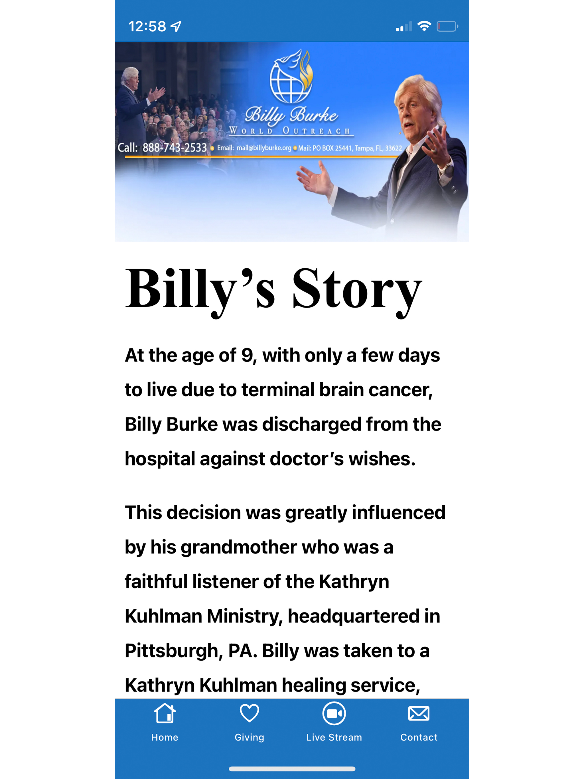 Billy Burke Ministries screenshot 7