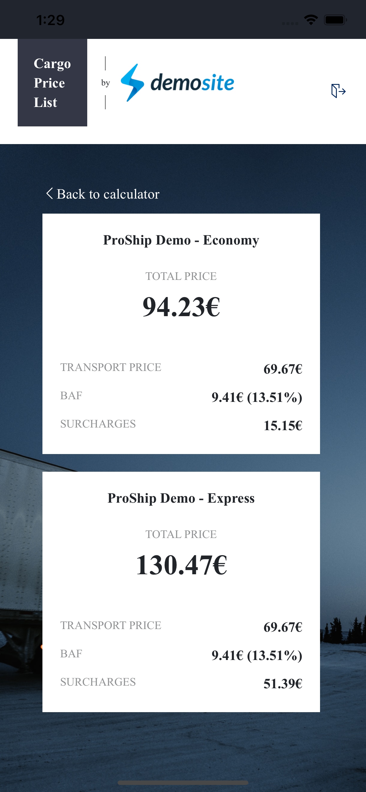 CargoPriceList