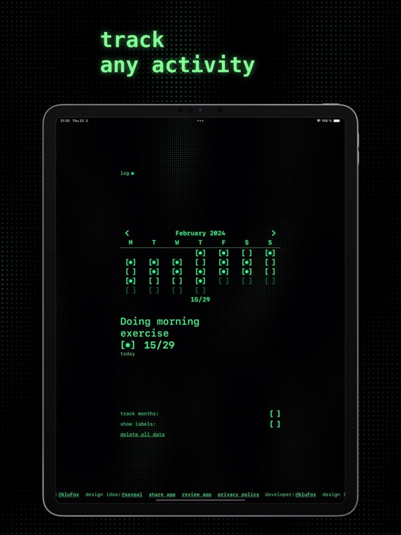 Log - Activity Tracker iPad screenshot 1 - Productivity app