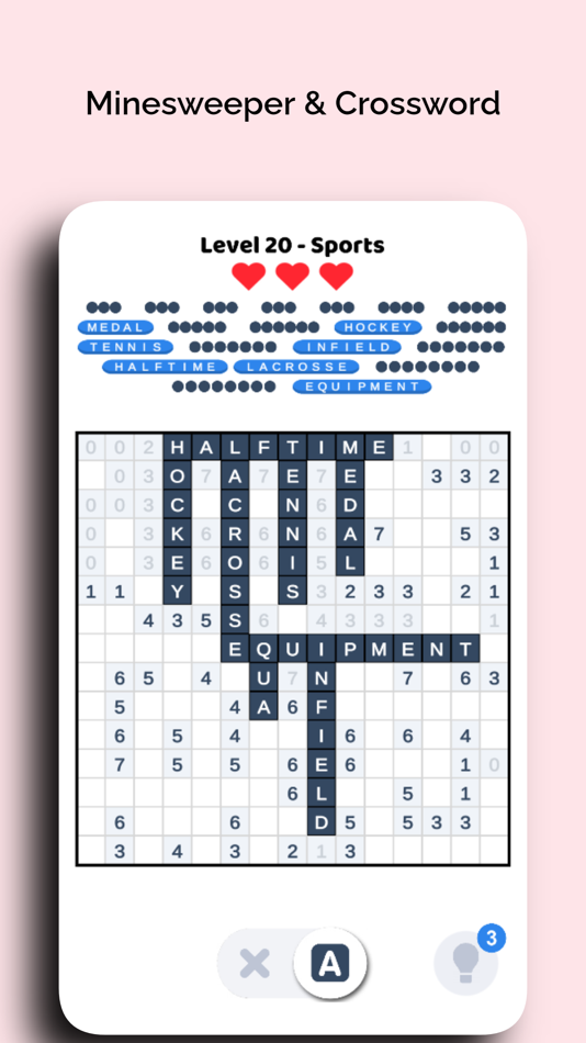 #7. Minesweeper Words -CrossPuzzle (iOS) By: Antonis Panoris