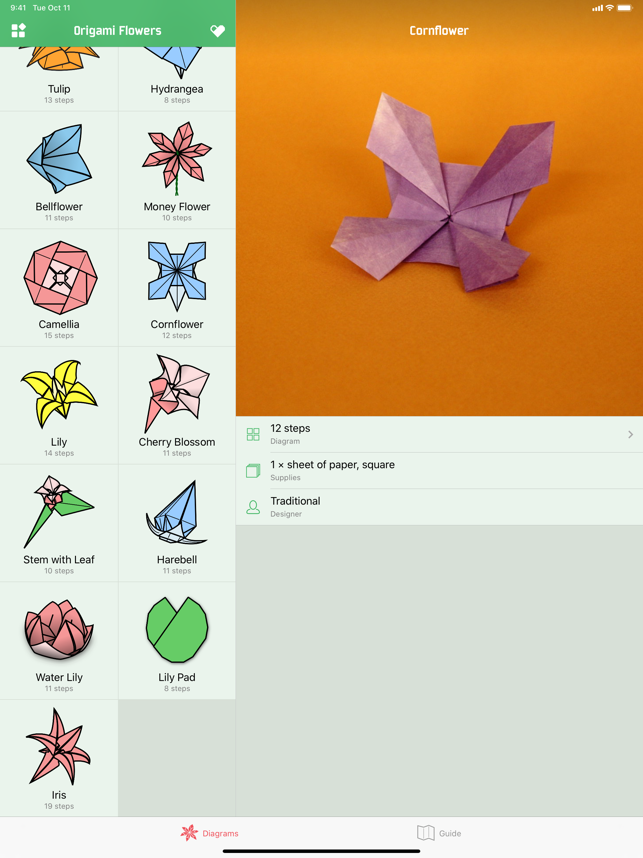 Schermata di fiori di origami