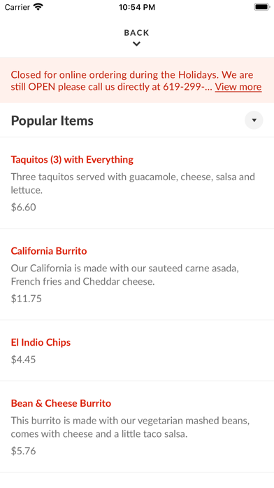 El Indio Mexican Restaurant Screenshot