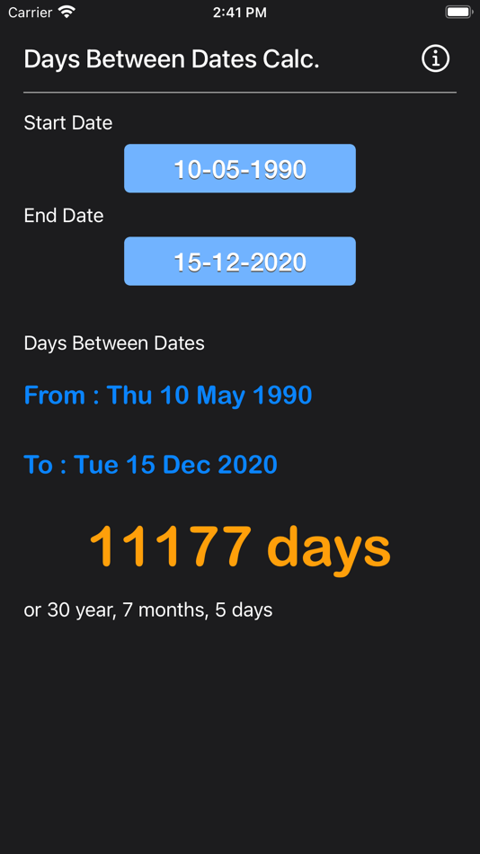 Days Between Dates Calculator - 1.0 - (iOS)