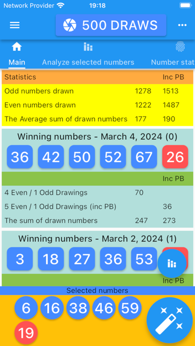 Powerball results statistics Screenshot