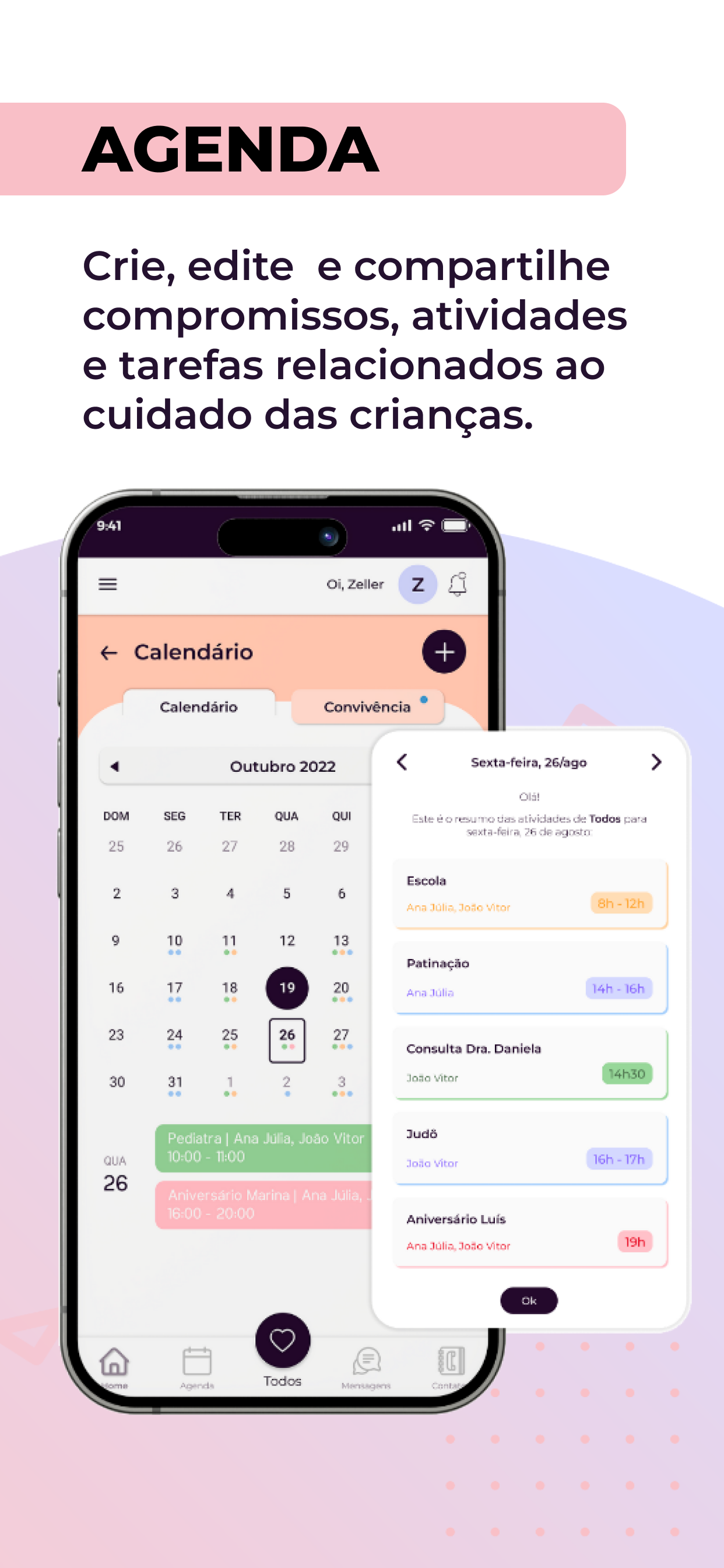 Zelle: cuidado dos filhos