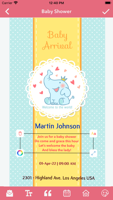 Baby Shower Invitation Card Screenshot