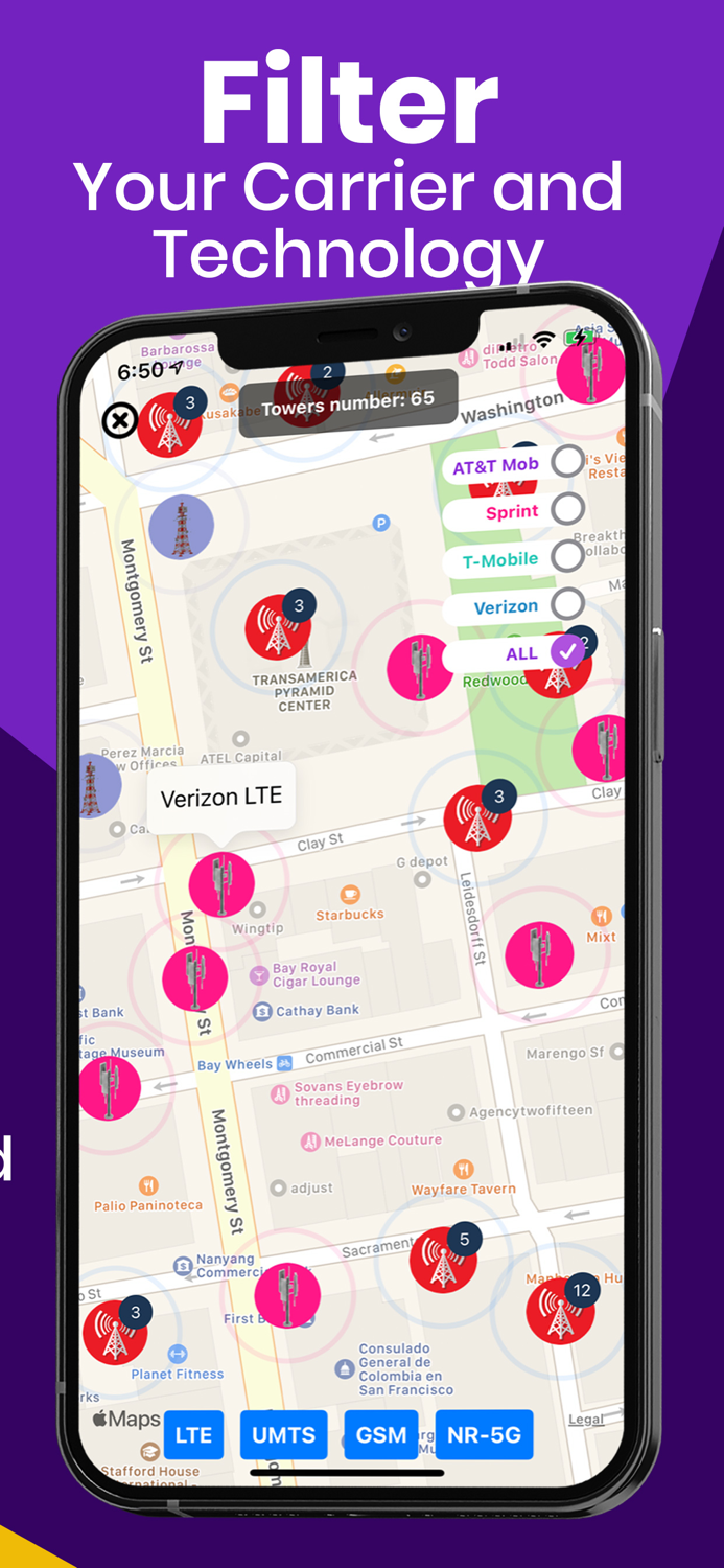 Cell Tower EMF Locator LTE Map