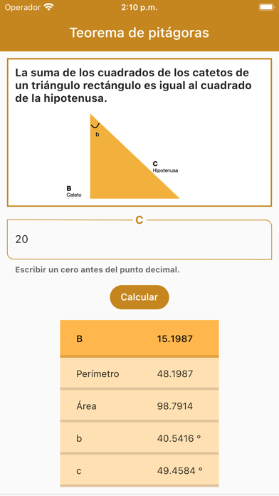 Pythagorean theorem App Screenshot