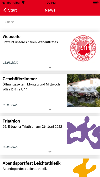 TSV Erbach 1911 e. V. Screenshot