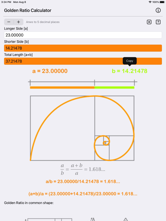 Golden Ratio Calculator Plus