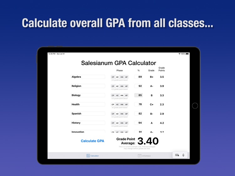 Salesianum GPA Calculator