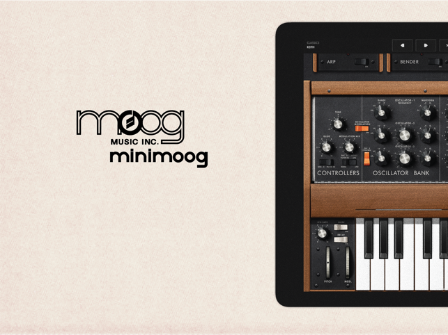 Snímek obrazovky Minimoog Model D Synthesizer
