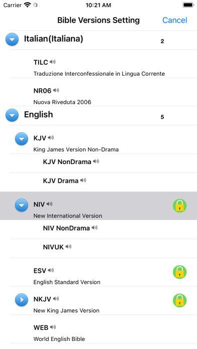 English Italian Audio Bible Screenshot