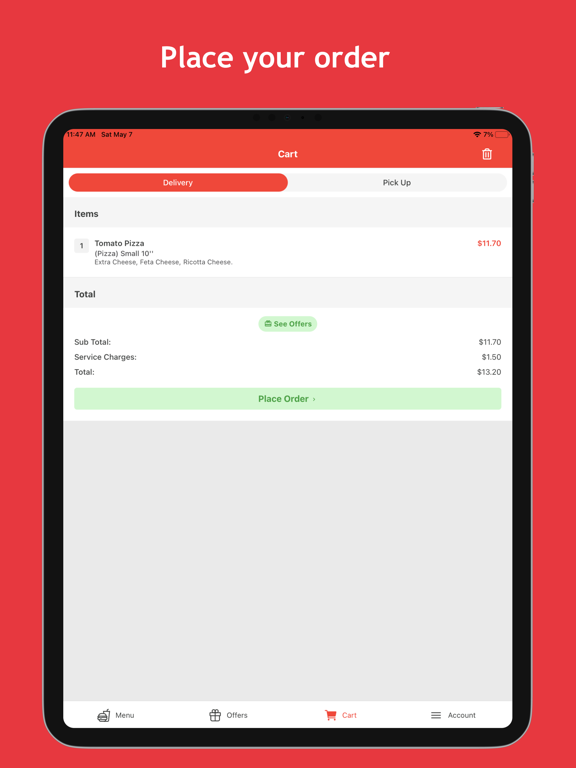 Bellissima Pizza iPad screenshot 3 - Food & Drink app