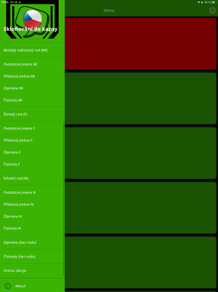 Чешские склонения в кармане