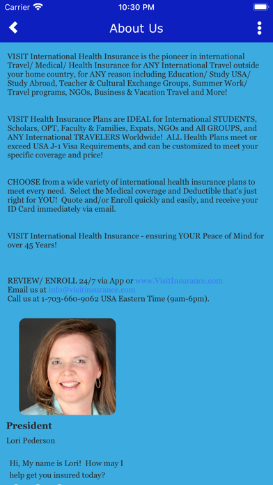 VISIT International Insurance Screenshot