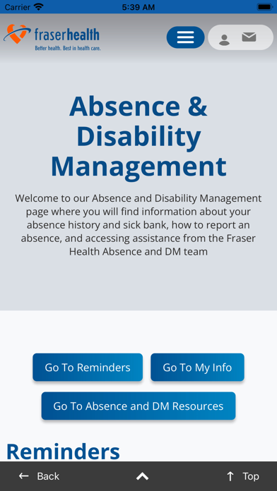 Fraser Health MyHealth Screenshot