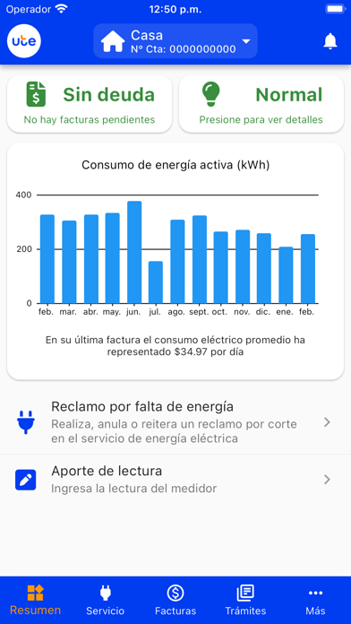 UTE Clientes Screenshot