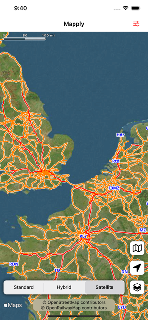 Mappa ferroviaria per la schermata della mappa ferroviaria aperta