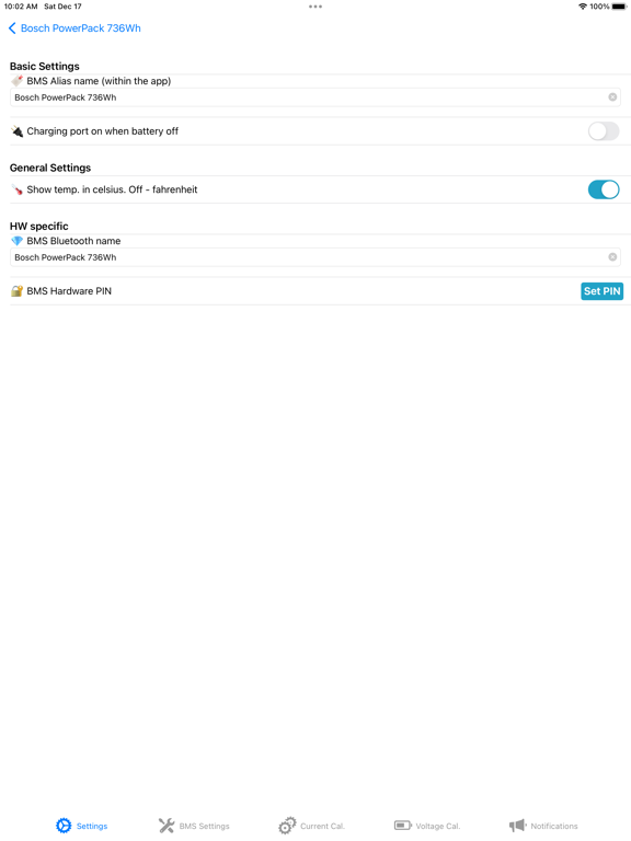 Xiaoxiang BMS iPad app afbeelding 5